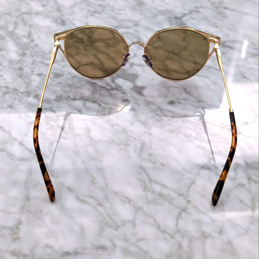 Sonix Ibiza Cat Eye Wire Frame Gold Tone Sunglasses - Picture 7 of 10